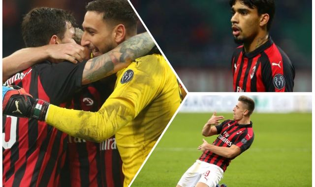 Piatek-Paqueta-Romagnoli-Donnarumma-AC-Milan Piatek Paqueta Romagnoli Donnarumma AC Milan